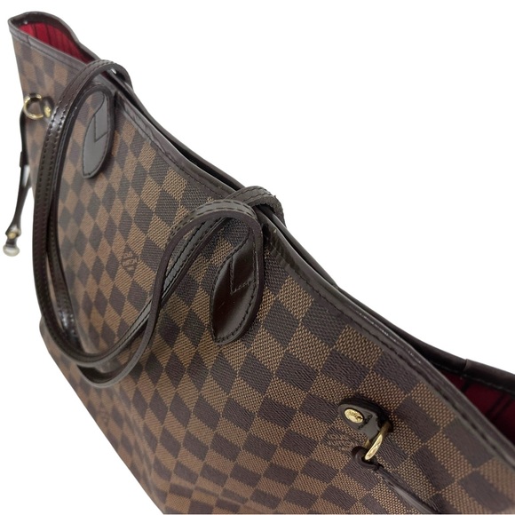 Authentic✅ LOUIS VUITTON Damier Ebene Neverfull MM Tote Bag Red - Picture 5 of 16